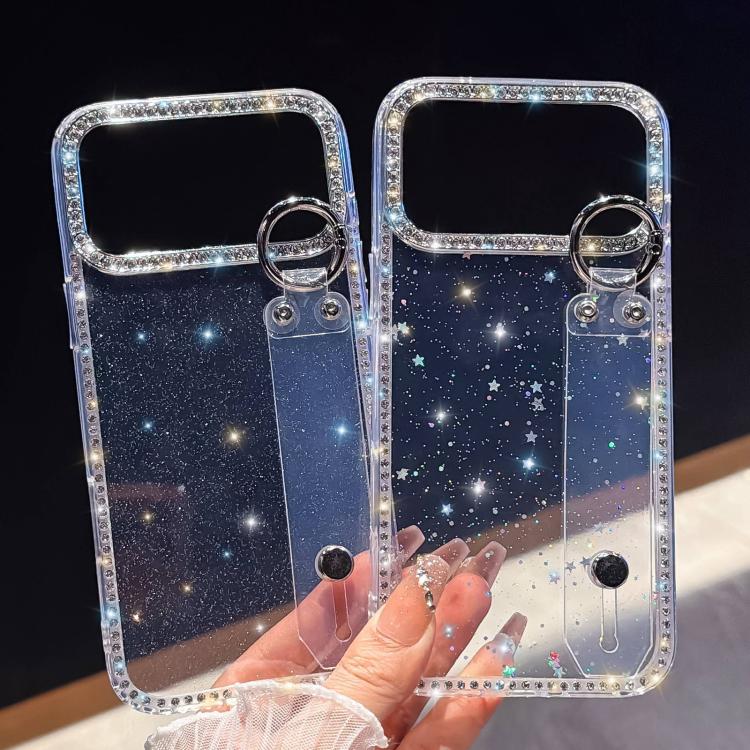 Rhinestone Glitter Wristband Holder Phone Case, For iPhone 17 Pro, For iPhone 17, For iPhone Air, For iPhone 16 Pro Max, For iPhone 16 Pro, For iPhone 16 Plus, For iPhone 16, For iPhone 15 Pro Max