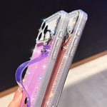 Rhinestone Glitter Wristband Holder Phone Case, For iPhone 17 Pro, For iPhone 17, For iPhone Air, For iPhone 16 Pro Max, For iPhone 16 Pro, For iPhone 16 Plus, For iPhone 16, For iPhone 15 Pro Max