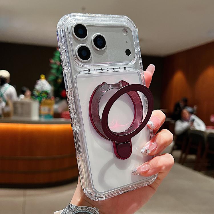 Transparent Pivot Metal Holder Magnetic Phone Case, For iPhone 17 Pro Max, For iPhone 17 Pro