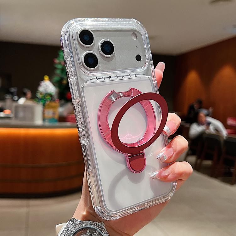 Transparent Pivot Metal Holder Magnetic Phone Case, For iPhone 17 Pro Max, For iPhone 17 Pro