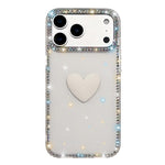Flash Rhinestone Double-sided IMD Love Heart Phone Case, For iPhone 17e / 16e, For iPhone 17 Pro Max, For iPhone 17 Pro, For iPhone 17, For iPhone Air