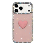 Flash Rhinestone Double-sided IMD Love Heart Phone Case, For iPhone 17e / 16e, For iPhone 17 Pro Max, For iPhone 17 Pro, For iPhone 17, For iPhone Air