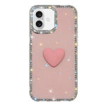 Flash Rhinestone Double-sided IMD Love Heart Phone Case, For iPhone 16 Pro Max, For iPhone 16 Pro, For iPhone 16 Plus, For iPhone 16, For iPhone 15 Pro Max