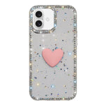 Flash Rhinestone Double-sided IMD Love Heart Phone Case, For iPhone 16 Pro Max, For iPhone 16 Pro, For iPhone 16 Plus, For iPhone 16, For iPhone 15 Pro Max