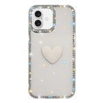 Flash Rhinestone Double-sided IMD Love Heart Phone Case, For iPhone 16 Pro Max, For iPhone 16 Pro, For iPhone 16 Plus, For iPhone 16, For iPhone 15 Pro Max