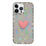 Flash Rhinestone Double-sided IMD Love Heart Phone Case, For iPhone 16 Pro Max, For iPhone 16 Pro, For iPhone 16 Plus, For iPhone 16, For iPhone 15 Pro Max