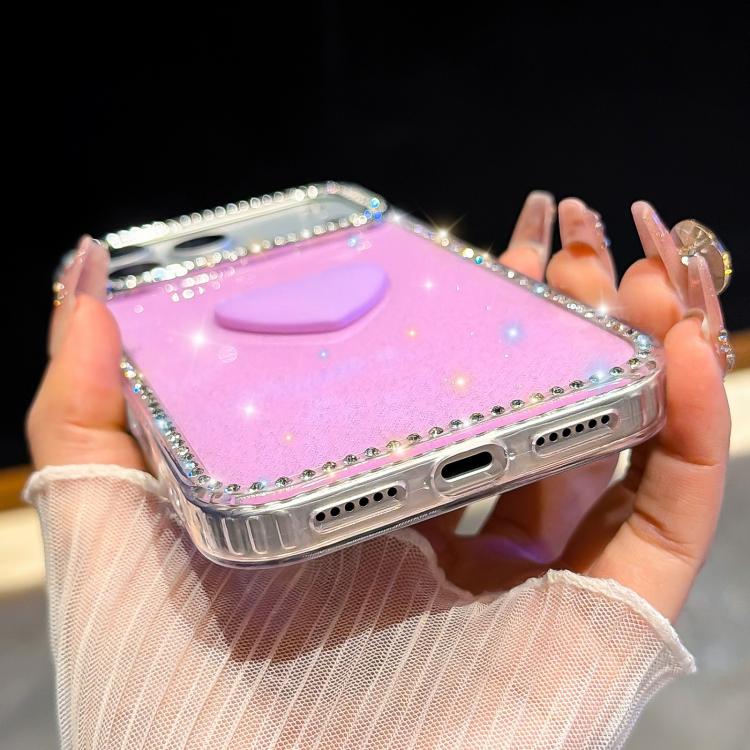 Flash Rhinestone Double-sided IMD Love Heart Phone Case, For iPhone 17e / 16e, For iPhone 17 Pro Max, For iPhone 17 Pro, For iPhone 17, For iPhone Air