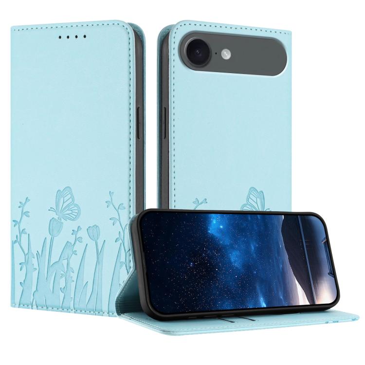 Tulips Butterfly Pattern Magnetic Vegan Leather Phone Case, For iPhone Air, For iPhone 16 Pro Max, For iPhone 16 Pro, For iPhone 16 Plus