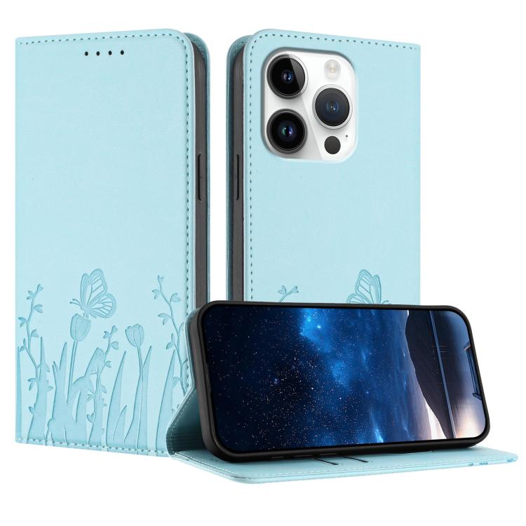 Tulips Butterfly Pattern Magnetic Vegan Leather Phone Case, For iPhone Air, For iPhone 16 Pro Max, For iPhone 16 Pro, For iPhone 16 Plus