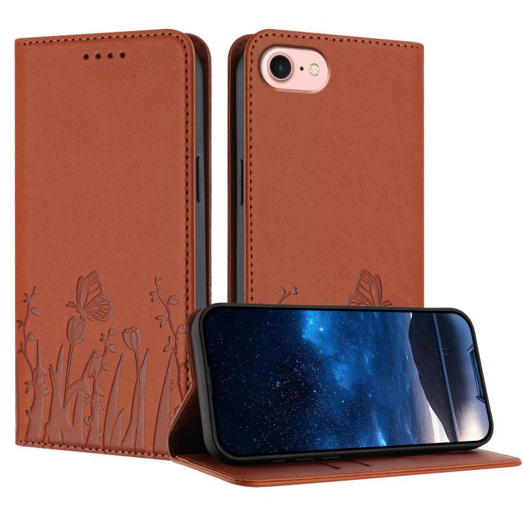 Tulips Butterfly Pattern Magnetic Vegan Leather Phone Case, For iPhone 17e / 16e, For iPhone 17 Pro Max, For iPhone 17 Pro, For iPhone 17