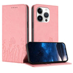 Tulips Butterfly Pattern Magnetic Vegan Leather Phone Case, For iPhone 15, For iPhone 14 Plus, For iPhone 14, For iPhone 14 Pro