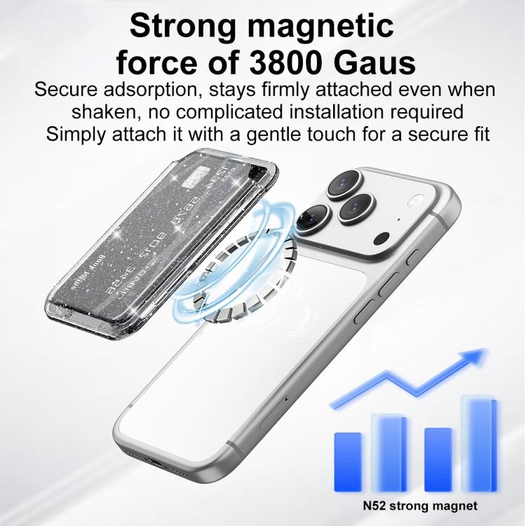 Glitter Clear Magnetic Phone Back Sticker Card Slots Bag