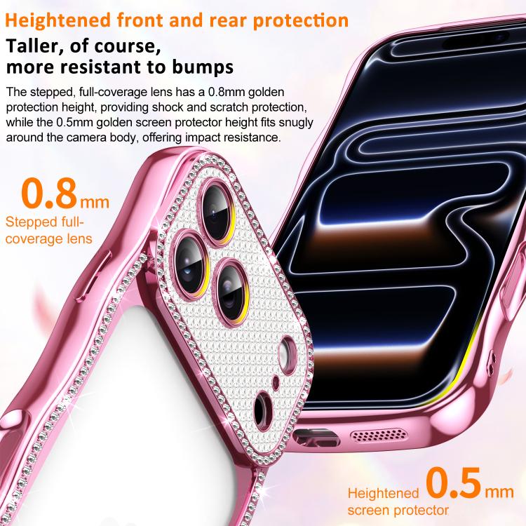 Wave Twisting Star Diamond Shockproof Electroplate TPU Phone Case, For iPhone 17 Pro Max, For iPhone 17 Pro, For iPhone 17, For iPhone 16 Pro Max, For iPhone 16 Pro, For iPhone 16