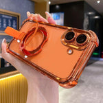 Crystal Shield Ring Holde TPU + Acrylic Magnetic Phone Case, For iPhone 17 Pro Max, For iPhone 17 Pro, For iPhone 17, For iPhone Air, For iPhone 16 Pro Max, For iPhone 16 Pro