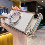 Crystal Shield Ring Holde TPU + Acrylic Magnetic Phone Case, For iPhone 17 Pro Max, For iPhone 17 Pro, For iPhone 17, For iPhone Air, For iPhone 16 Pro Max, For iPhone 16 Pro