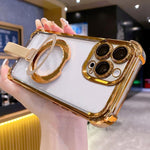 Crystal Shield Ring Holde TPU + Acrylic Magnetic Phone Case, For iPhone 17 Pro Max, For iPhone 17 Pro, For iPhone 17, For iPhone Air, For iPhone 16 Pro Max, For iPhone 16 Pro