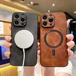 Lambskin Faux Leather Magnetic Phone Case, For iPhone 14 Pro Max, For iPhone 13 Pro Max, For iPhone 13 Pro, For iPhone 13, For iPhone 12, For iPhone 12 Pro Max, For iPhone 12 Pro, For iPhone 11 Pro Max