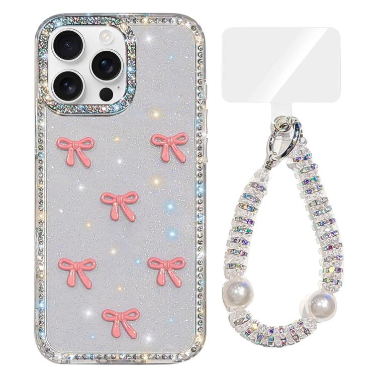 Sparkling IMD Colorful Bow Phone Case with Bracelet, For iPhone 13 Pro, For iPhone 13