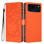 Tree Cat Embossed Flip Vegan Leather Phone Case, For iPhone 17e / 16e, For iPhone 17 Pro Max, For iPhone 17 Pro, For iPhone 17, For iPhone Air, For iPhone 16 Pro Max