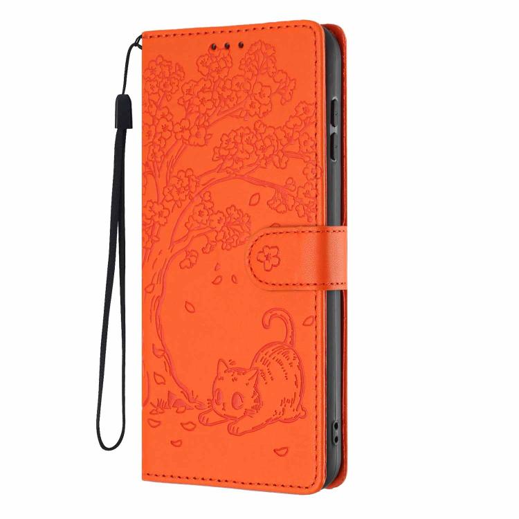 Tree Cat Embossed Flip Vegan Leather Phone Case, For iPhone Air, For iPhone 16 Pro Max, For iPhone 16 Pro, For iPhone 16 Plus, For iPhone 16, For iPhone 15 Pro Max