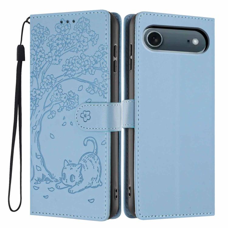 Tree Cat Embossed Flip Vegan Leather Phone Case, For iPhone Air, For iPhone 16 Pro Max, For iPhone 16 Pro, For iPhone 16 Plus, For iPhone 16, For iPhone 15 Pro Max