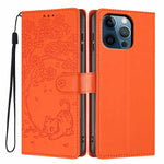Tree Cat Embossed Flip Vegan Leather Phone Case, For iPhone 13 Pro, For iPhone 13, For iPhone 12 Pro Max, For iPhone 12 / 12 Pro, For iPhone 11 Pro Max, For iPhone 11