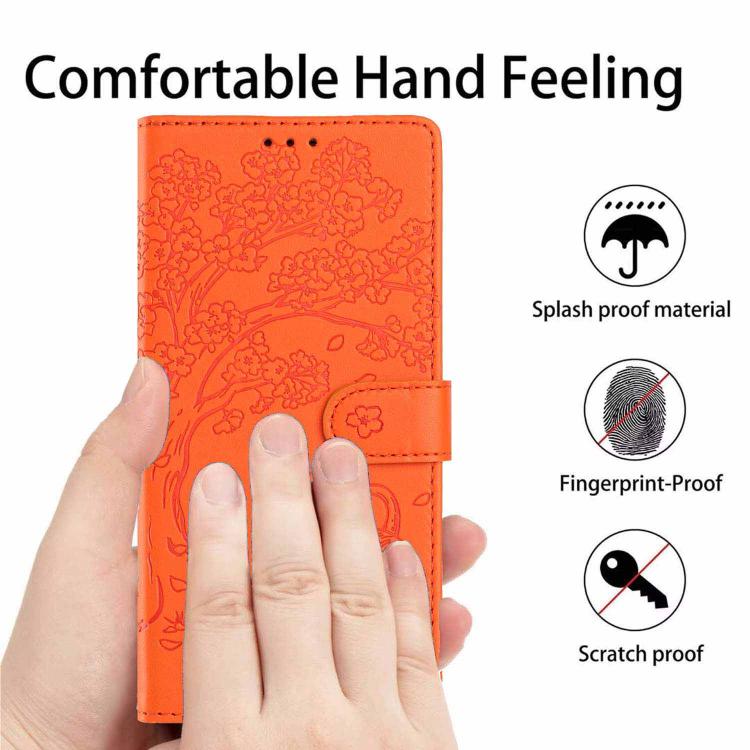Tree Cat Embossed Flip Vegan Leather Phone Case, For iPhone 11 Pro Max, For iPhone 11, For iPhone 11 Pro