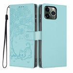 Tree Cat Embossed Flip Vegan Leather Phone Case, For iPhone 11 Pro Max, For iPhone 11, For iPhone 11 Pro