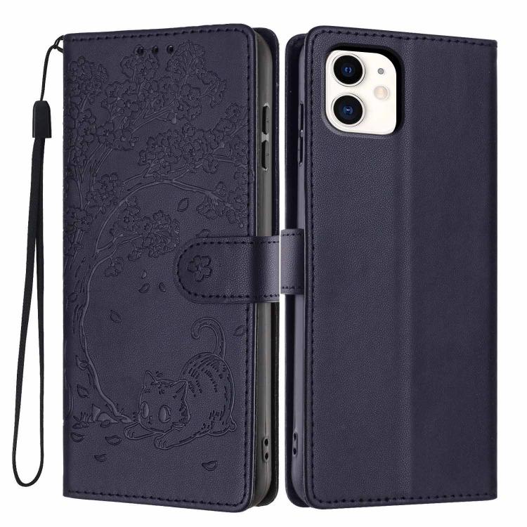 Tree Cat Embossed Flip Vegan Leather Phone Case, For iPhone 11 Pro Max, For iPhone 11, For iPhone 11 Pro