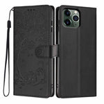 Tree Cat Embossed Flip Vegan Leather Phone Case, For iPhone 11 Pro