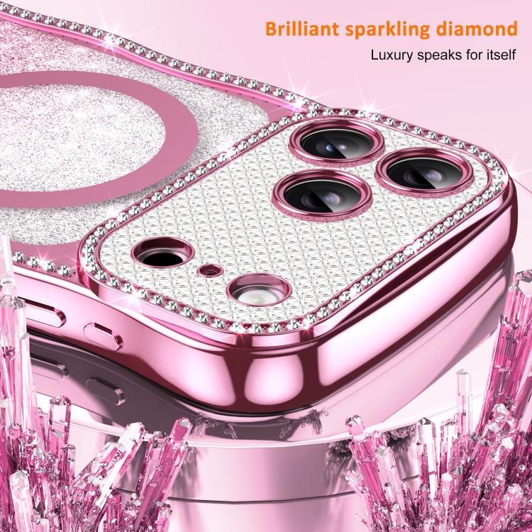Wavy Frame Star Diamond Electroplate TPU Glitter Magnetic Phone Case, For iPhone 17 Pro Max, For iPhone 17 Pro, For iPhone 17, For iPhone 16 Pro Max, For iPhone 16 Pro, For iPhone 16