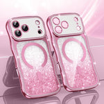 Wavy Frame Star Diamond Electroplate TPU Glitter Magnetic Phone Case, For iPhone 17 Pro Max, For iPhone 17 Pro, For iPhone 17, For iPhone 16 Pro Max, For iPhone 16 Pro, For iPhone 16