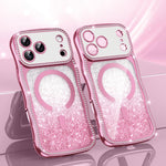 Wavy Frame Star Diamond Electroplate TPU Glitter Magnetic Phone Case, For iPhone 17 Pro Max, For iPhone 17 Pro, For iPhone 17, For iPhone 16 Pro Max, For iPhone 16 Pro, For iPhone 16