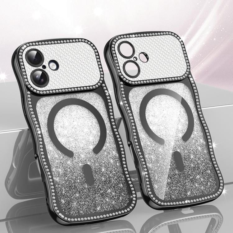 Wavy Frame Star Diamond Electroplate TPU Glitter Magnetic Phone Case, For iPhone 17 Pro Max, For iPhone 17 Pro, For iPhone 17, For iPhone 16 Pro Max, For iPhone 16 Pro, For iPhone 16