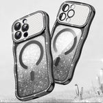 Wavy Frame Star Diamond Electroplate TPU Glitter Magnetic Phone Case, For iPhone 17 Pro Max, For iPhone 17 Pro, For iPhone 17, For iPhone 16 Pro Max, For iPhone 16 Pro, For iPhone 16