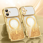 Wavy Frame Star Diamond Electroplate TPU Glitter Magnetic Phone Case, For iPhone 17 Pro Max, For iPhone 17 Pro, For iPhone 17, For iPhone 16 Pro Max, For iPhone 16 Pro, For iPhone 16