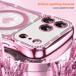 Wavy Frame Star Diamond Electroplate TPU Glitter Heart Magnetic Phone Case, For iPhone 17 Pro Max, For iPhone 17 Pro, For iPhone 17, For iPhone 16 Pro Max, For iPhone 16 Pro, For iPhone 16