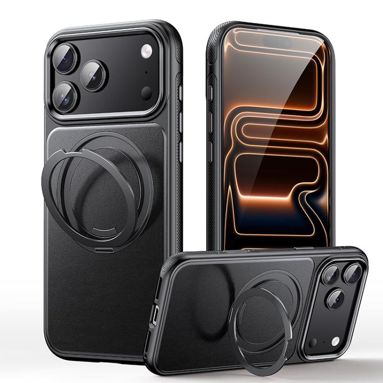 Leather Texture 360 Degrees Rotating Magnetic Holder Phone Case, For iPhone 17 Pro Max, For iPhone 17 Pro, For iPhone 17, For iPhone Air, For iPhone 16 Pro Max, For iPhone 16 Pro, For iPhone 16 Plus, For iPhone 16