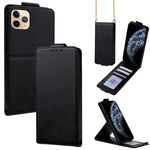 Vertical Flip Cover Solid Color Vegan Leather Phone Case with Crossbody Chain, For iPhone 11 Pro Max, For iPhone 11, For iPhone 11 Pro