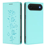 Cute Cats Embossed Magnetic RFID Vegan Leather Phone Case, For iPhone Air, For iPhone 16 Pro Max, For iPhone 16 Pro, For iPhone 16 Plus