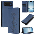 Cute Cats Embossed Magnetic RFID Vegan Leather Phone Case, For iPhone Air, For iPhone 16 Pro Max, For iPhone 16 Pro, For iPhone 16 Plus
