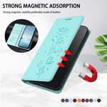 Cute Cats Embossed Magnetic RFID Vegan Leather Phone Case, For iPhone 15, For iPhone 14 Plus, For iPhone 14 / 13, For iPhone 14 Pro