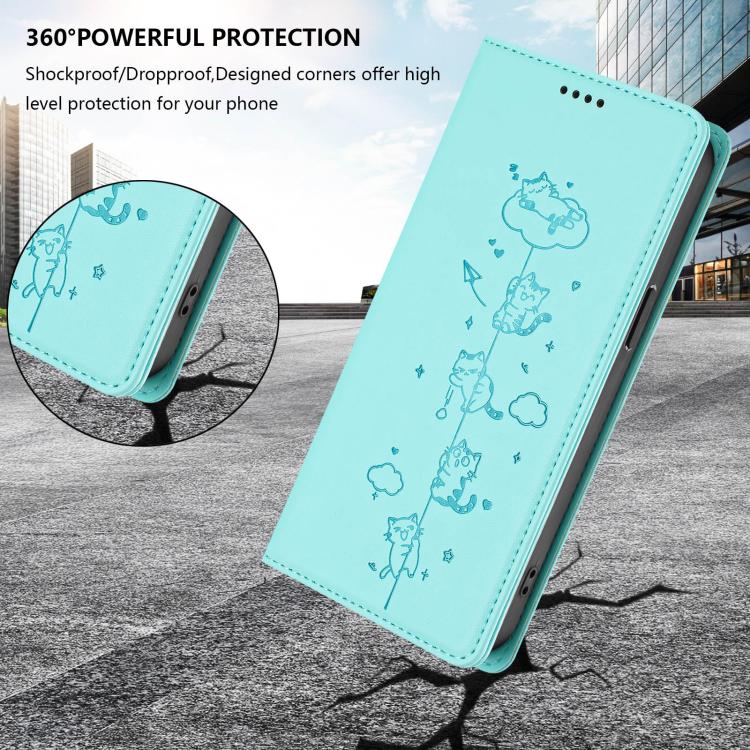 Cute Cats Embossed Magnetic RFID Vegan Leather Phone Case, For iPhone X / XS, For iPhone XR, For iPhone XS Max, For iPhone 8 Plus / 7 Plus