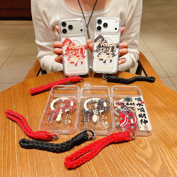 Horse Year Acrylic Magnetic Full Coverage Phone Case with Lanyard, For iPhone 13, For iPhone 12, For iPhone 12 Pro Max, For iPhone 12 Pro