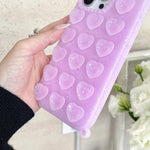 Love Heart Suction Cup Translucent Glitter Phone Case, For iPhone 14, For iPhone 14 Pro Max, For iPhone 13