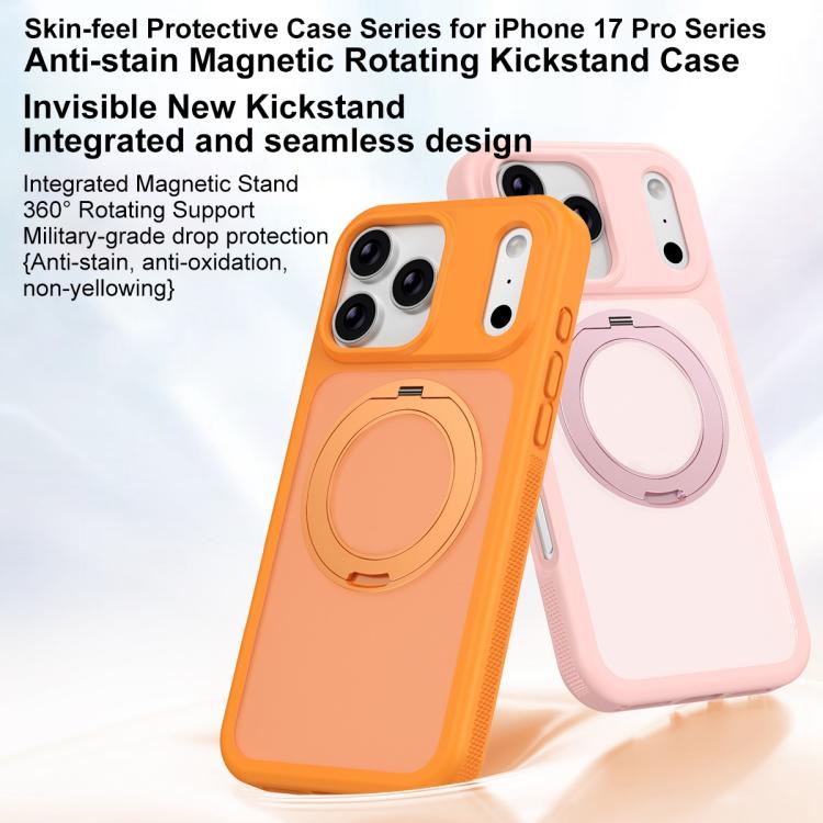 Skin-friendly Anti-Stain Rotating Holder Magnetic Armor Phone Case, For iPhone 17 Pro Max, For iPhone 17 Pro