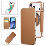 Ultra-thin Magnetic Plating Vegan Leather Phone Case, For iPhone 17 Pro Max, For iPhone 17 Pro, For iPhone 17, For iPhone Air, For iPhone 16e, For iPhone 16 Pro Max
