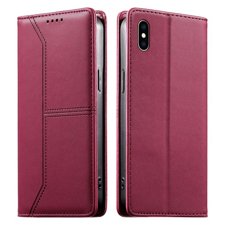 Stitched Line Magnetic RFID Vegan Leather Phone Case, For iPhone X / XS, For iPhone XR, For iPhone XS Max, For iPhone 8 Plus / 7 Plus