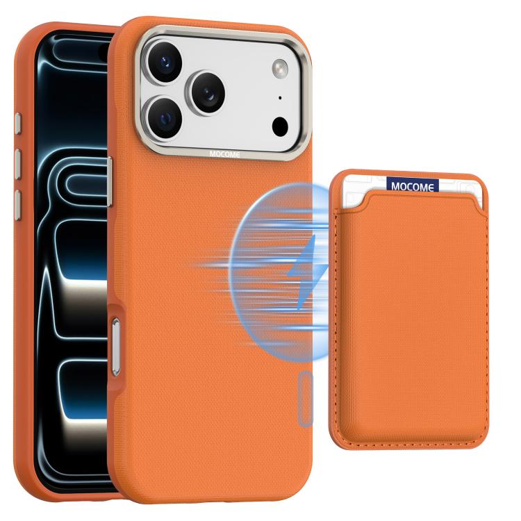 Mocome Plain Magnetic Card Bag Phone Case, For iPhone 17 Pro Max, For iPhone 17 Pro