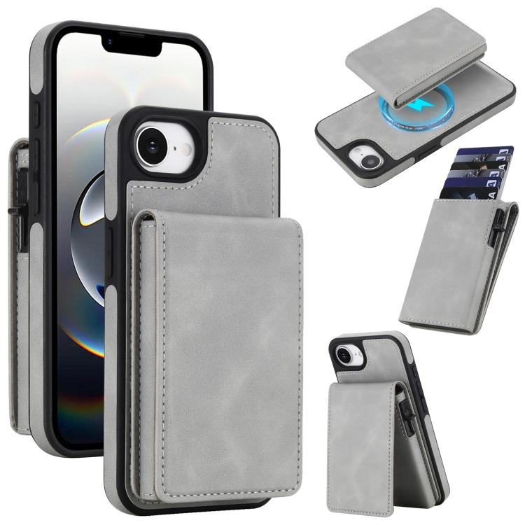 Retro Faux Leather Detachable Spring Loaded Card Bag Magnetic RFID Phone Case, For iPhone 17e / 16e, For iPhone 17 Pro Max, For iPhone 17 Pro, For iPhone 15 Plus, For iPhone 15, For iPhone 14 Plus, For iPhone 14 / 13, For iPhone 12 / 12 Pro